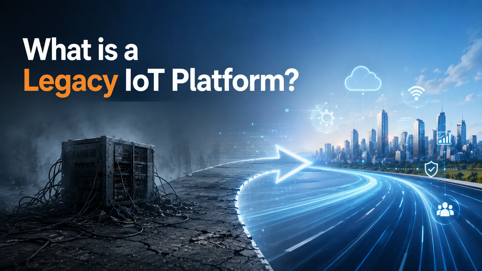 Legacy IoT platform compared with a modern connected IoT system.