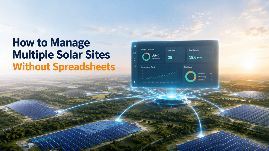Multiple solar farms connected to a centralized solar monitoring dashboard